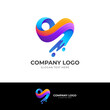 © TrianaTerisno - heart logo with splash water design template combination, 3d colorful style