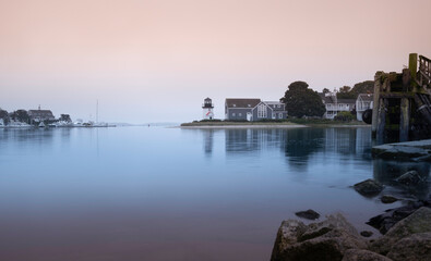 Wall Mural - Lewis Bay Lighthouse and rocky cove features in Hyannis Harbor on Cape Cod, Massachusetts