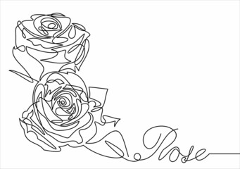 Wall Mural - One line rose design. Hand drawn minimalism style vector illustration