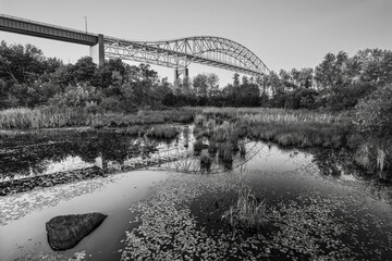 Wall Mural - The Sault Ste. Marie International Bridge as seen from Whitefish Island