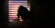 © blacksalmon - Mental Health Disorder Concept. Weak, Down Depressed Person Sitting on the Floor by the Window. Negative Emotion and Feeling.Dark light