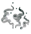 © Natalya - Aerial grayscale pattern for creating romantic or fantastic space atmosphere. Delicate ink watercolor black and white illustration. Voluminous graceful ribbons wriggling among the stars.