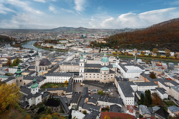 Sticker - Aerial view of Salzburg and Salzburg Cathedral - Salzburg, Austria