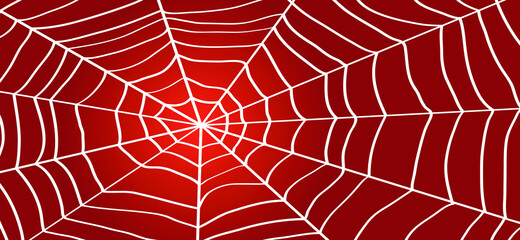cartoon red spider web for happy halloween party, october. flat vector cobweb background. insect pic