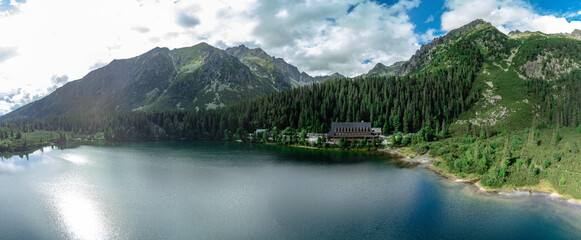Wall Mural - Poprad Lake (Popradske pleso) is a famous destination in High Tatras national park, Slovakia