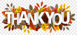 Thank you lettering on autumn leaves isolated transparent background vector