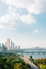 Sticker - Panoramic view of Seoul city and Han river park in Korea