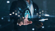 © Thapana_Studio - Cybersecurity and privacy concepts to protect data. Lock icon and internet network security technology. Businessmen protecting personal data on tablets and virtual interfaces.