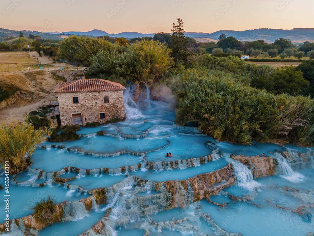 Natural Spa With Waterfalls And Hot Springs At Saturnia Thermal Baths Natural Spa With Waterfalls And Hot Springs At Saturnia Thermal Baths
