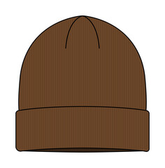 Wall Mural - Beanie hat (knit cap)  template vector illustration | Brown