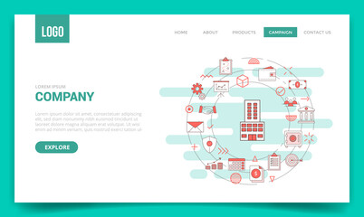 Wall Mural - company business concept with circle icon for website template or landing page homepage