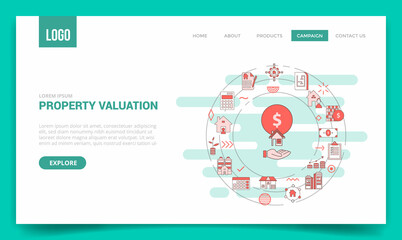 Wall Mural - property valuation concept with circle icon for website template or landing page homepage