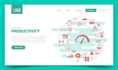 Wall Mural - productivity concept with circle icon for website template or landing page homepage