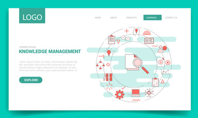 Wall Mural - knowledge management concept with circle icon for website template or landing page homepage