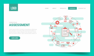 Wall Mural - business assessment concept with circle icon for website template or landing page homepage
