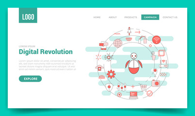 Wall Mural - digital revolution technology concept with circle icon for website template or landing page homepage