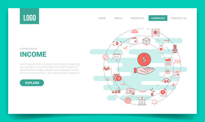 Wall Mural - business income concept with circle icon for website template or landing page homepage