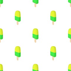 Wall Mural - Frosty yellow and green fruit popsicle pattern seamless background texture repeat wallpaper geometric vector