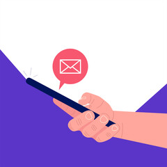 Wall Mural - new message on the smartphone screen. vector illustration.