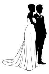 Wall Mural - Bride And Groom Couple Wedding Dress Silhouettes