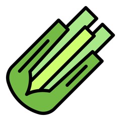 Sticker - Cutted celery icon. Outline cutted celery vector icon color flat isolated