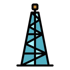 Wall Mural - Oil tower icon. Outline oil tower vector icon color flat isolated