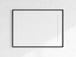 © VNmockup - poster mockup, landscape black frame with matt on the wall, 3d render