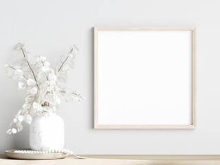 Wall Mural - square frame mockup with dry plant