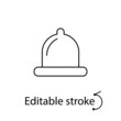 © Anastasia Gapeeva - Condom outline icon. Pregnancy control. Sex shop logotype. Editable stroke. Isolated vector stock illustration