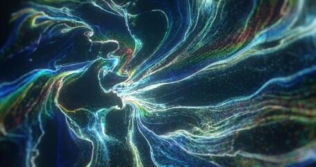 Wall Mural - abstract motion background shining liquid particles. organic network of mesh waving and swirling on 