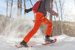 © Maridav - Winter sport outdoor activity man running in snow in snowshoes having fun snowing outside.