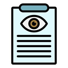 Poster - Eye doctor document icon. Outline eye doctor document vector icon color flat isolated