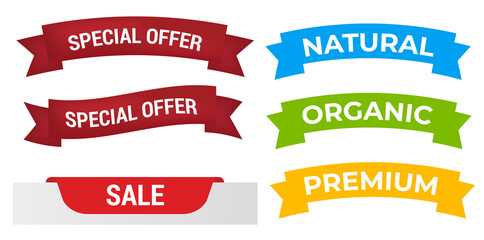 Wall Mural - flat vector ribbons banners flat isolated. ribbons banners