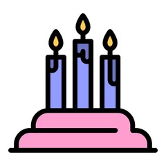 Wall Mural - Birthday cake with candles icon. Outline birthday cake with candles vector icon color flat isolated