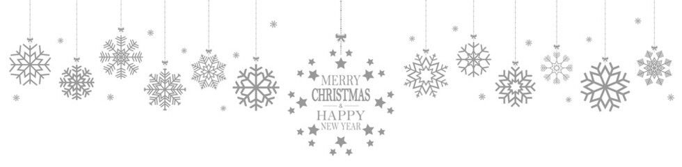 Wall Mural - hanging snow flakes for christmas time with greetings