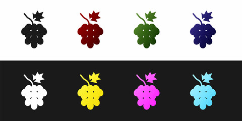 Sticker - Set Grape fruit icon isolated on black and white background. Vector