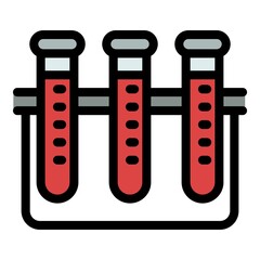 Wall Mural - Blood test tubes stand icon. Outline blood test tubes stand vector icon color flat isolated