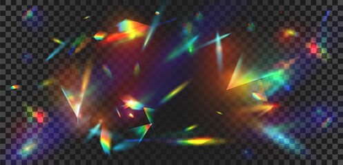 abstract prism light reflection with rainbow flare background. crystal sparkle burst, diamond refrac