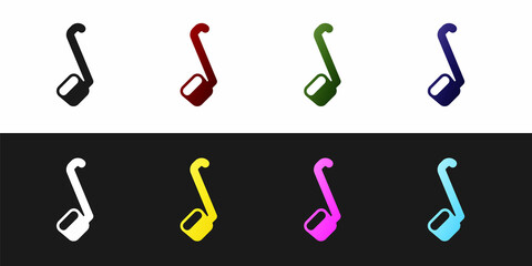 Sticker - Set Sauna ladle icon isolated on black and white background. Vector