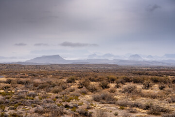 Poster - View of Chisos Mountains in Fog From Rio Grande