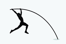 Pole Vault Athlete Jumper Black Silhouette.vector Pole Vaulting
