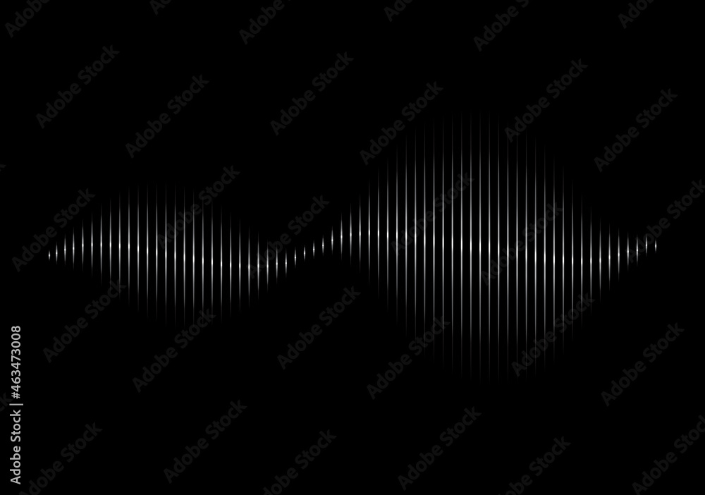 Sound wave vector isolated on black background. Abstract sound waves ...