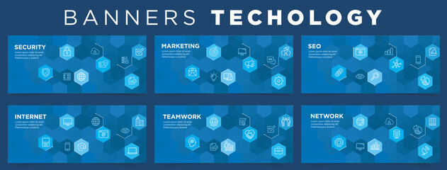 Wall Mural - graphic design banner technology, security, marketing, teamwork,...