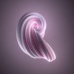Leinwandbilder - Modern template with twisted abstract multicolor shape. Trendy 3d rendering digital illustration. Geometric background