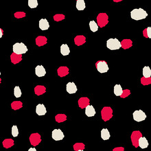 Vector Beige Red Dots Black Seamless Pattern