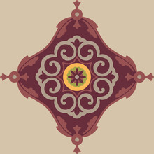 Central Asian Medallion Vector Seamless Placement Design