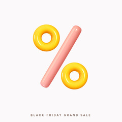 Poster - Black Friday Sale. Minimal 3d percent sign. Realistic design element. Vector illustration