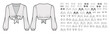 © Vectoressa - Set of cropped blouses, tops, shirts, tanks technical fashion illustration with fitted oversized body, scoop neck, short long sleeves. Flat apparel template front, back, grey color. Women, men unisex