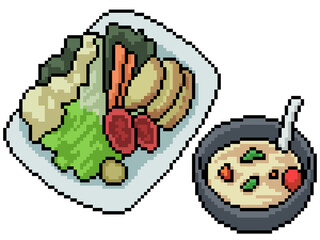 Wall Mural - pixel art of healthy vegetable soup