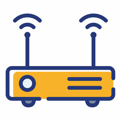 Wall Mural - router access point wireless modem single isolated icon with dash or dashed line style